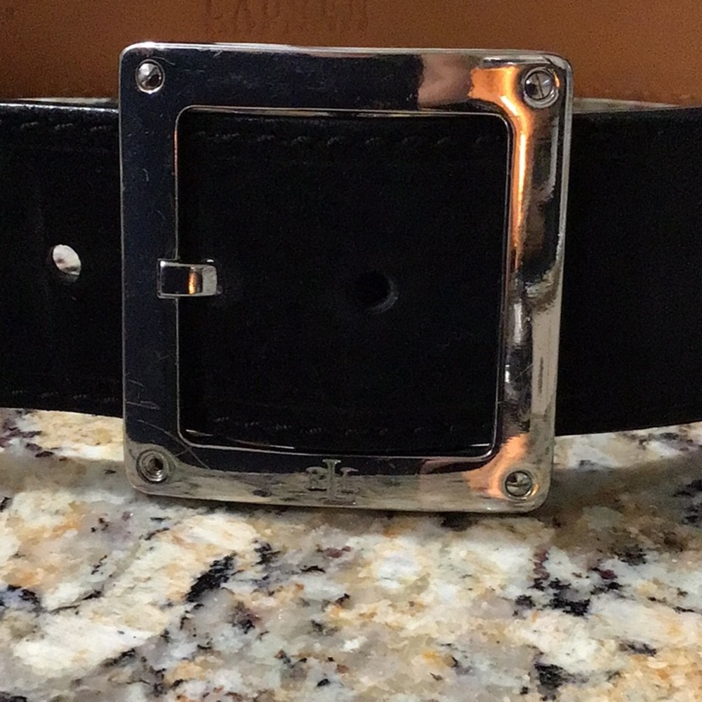 Lauren Ralph Lauren Black Suede and Silver Belt 41”